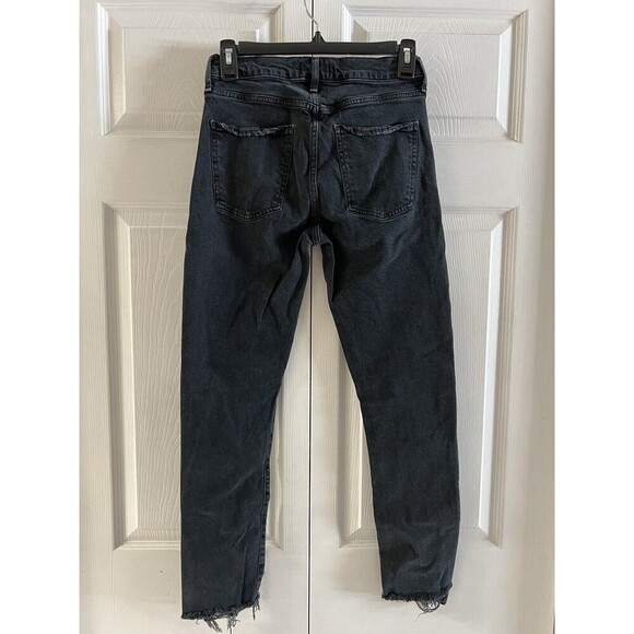 Agolde Toni Mid Rise Straight Jeans Feral Black Raw Hem Sz 26 Revolve Bestseller - Picture 5 of 7